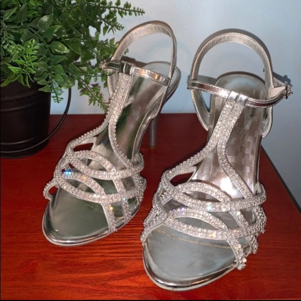 Silver Rhinestone Heels - Picture 2 of 7